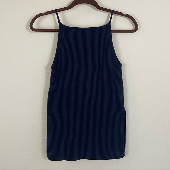 Caroline Constas Navy Ribbed Stretchy Tank Top Size Small - Picture 6 of 7